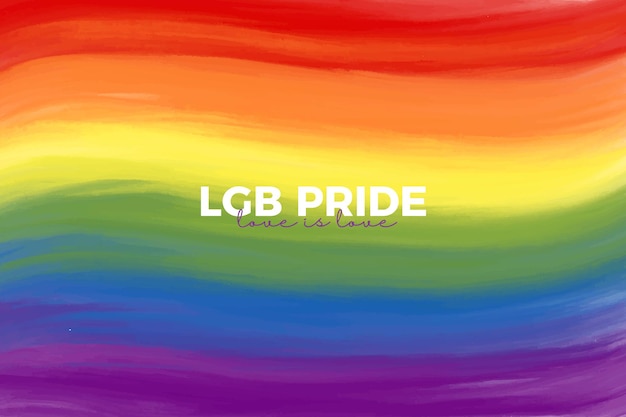 Раскрашенный вручную фон гордости ЛГБ с цитатой любовь - это любовь
