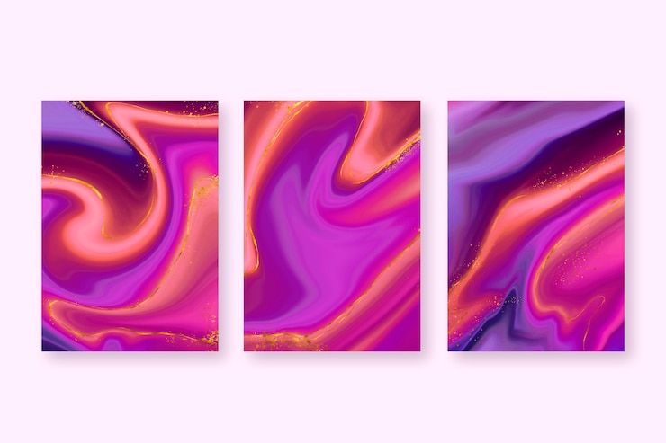 Free Vector hand painted liquid marble cover collection