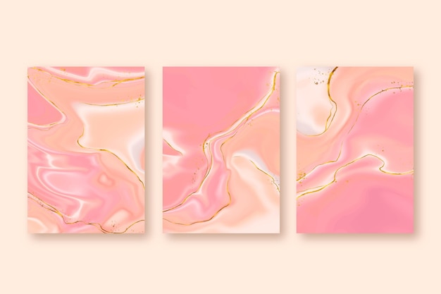 Free vector hand painted liquid marble cover collection