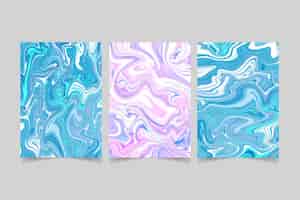 Free vector hand painted liquid marble covers collection