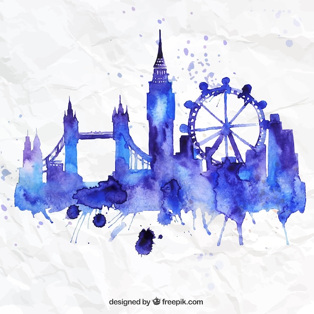 Free vector hand painted london skyline