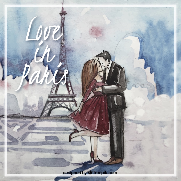 Free Vector hand painted love in paris