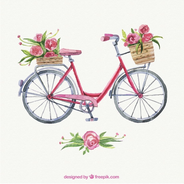 Free vector hand painted lovely bike