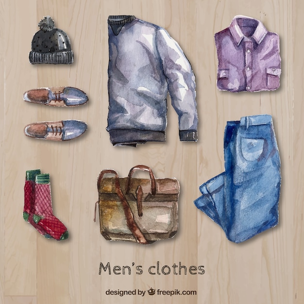 Бесплатное векторное изображение Ручная роспись мужская одежда