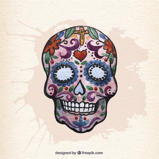 Free vector hand painted mexican sugar skull