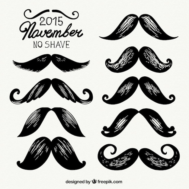 Free vector hand painted movember mustaches