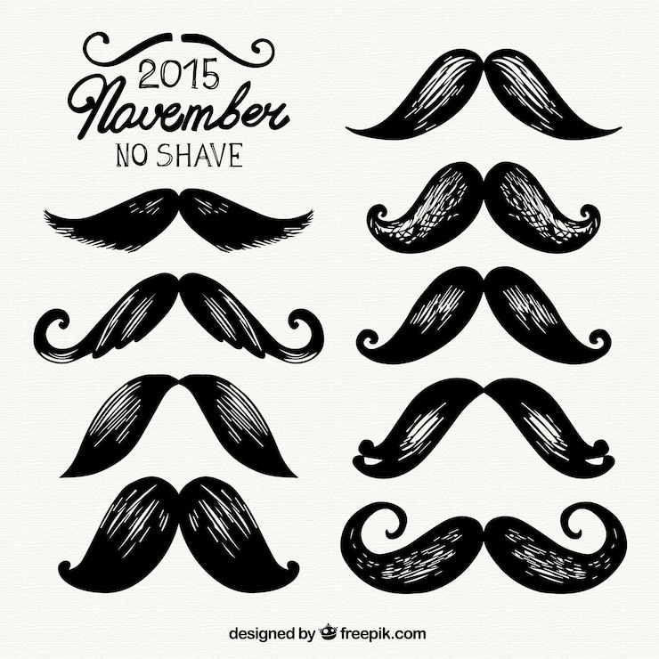 Free Vector hand painted movember mustaches