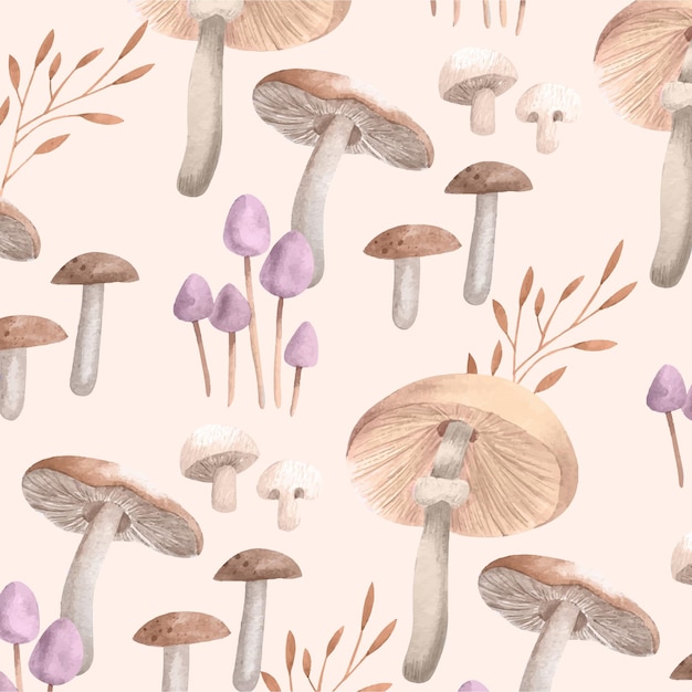 Free vector hand painted mushroom pattern