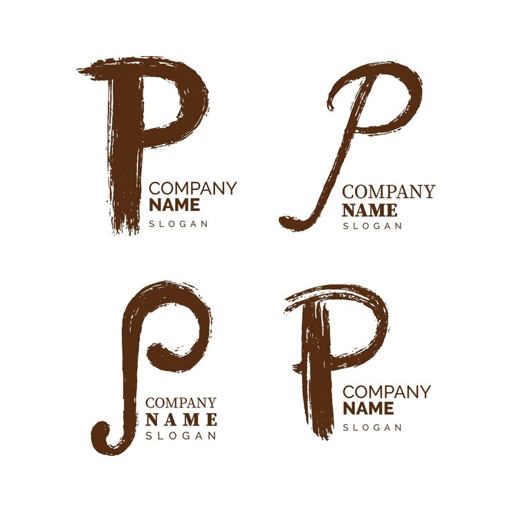 Free Vector hand painted p logo collection