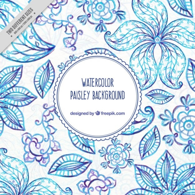 Free vector hand painted paisley background in blue color