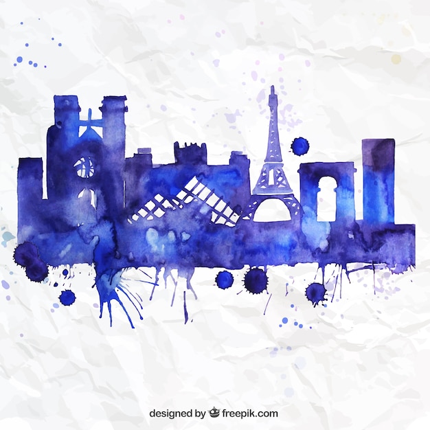 Dipinti a mano skyline di parigi