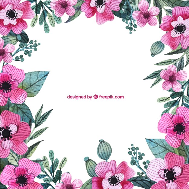 Hand painted pink flowers frame