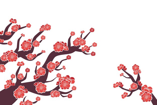 手描きのピンクの梅の花の背景