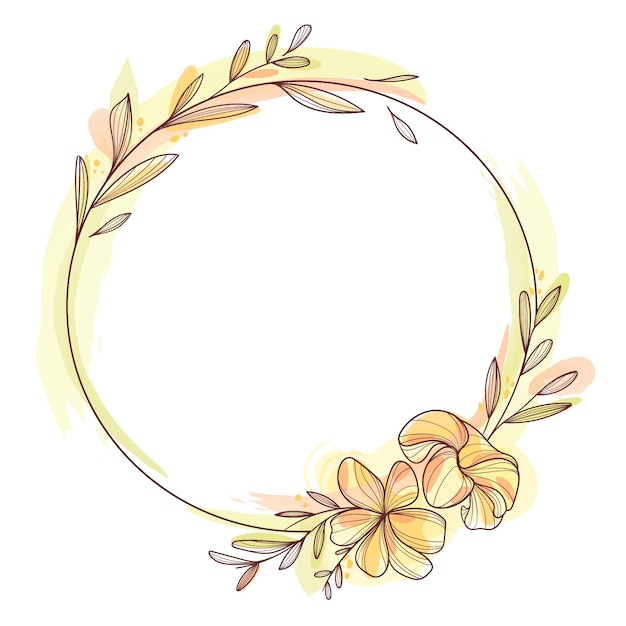 Free vector hand painted plants circular frame