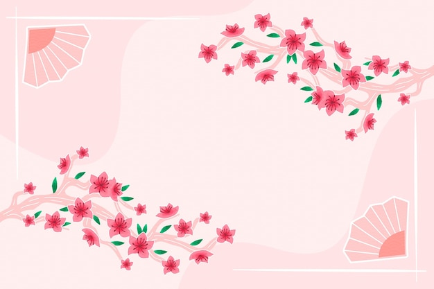 Hand painted plum blossom background copy space Free Vector