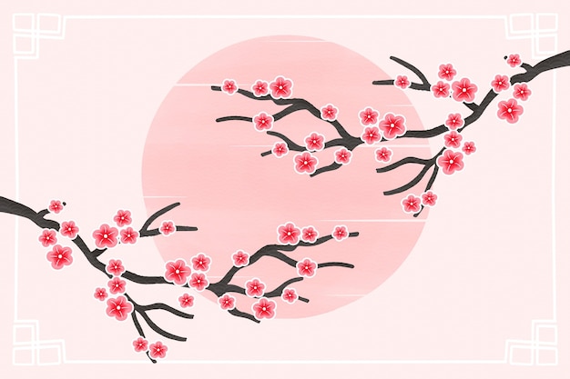 Hand painted plum blossom background