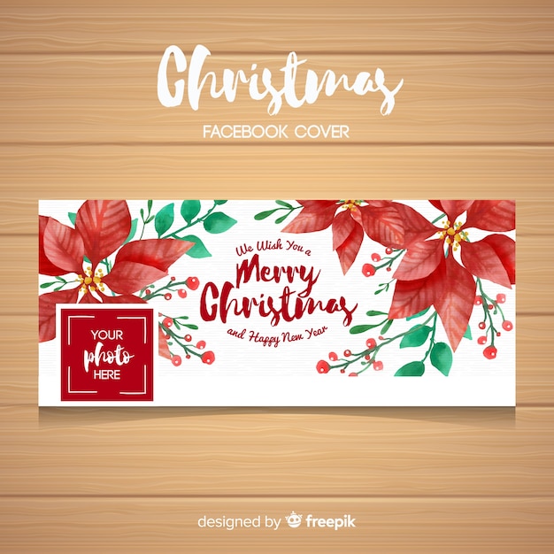 Hand painted poinsettia christmas facebook cover