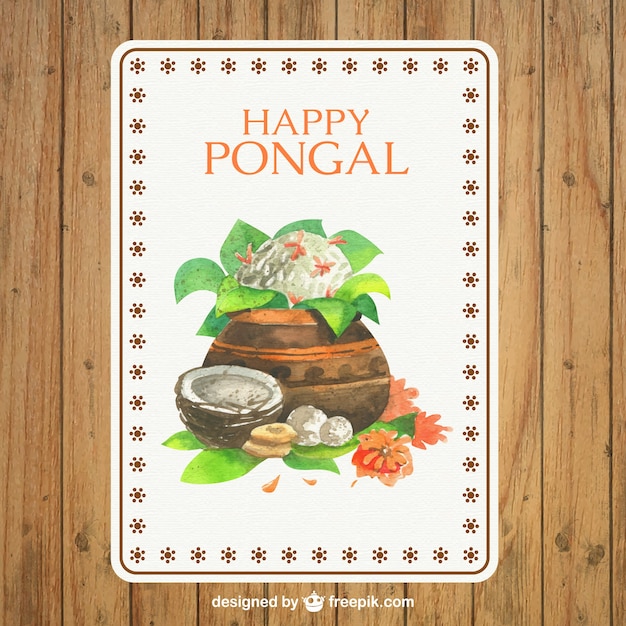 Free vector hand painted pongal card