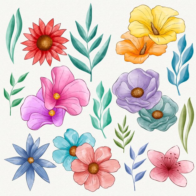 手描きのかわいい花セット
