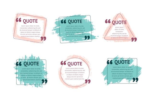 Free vector hand painted quote box frame collection