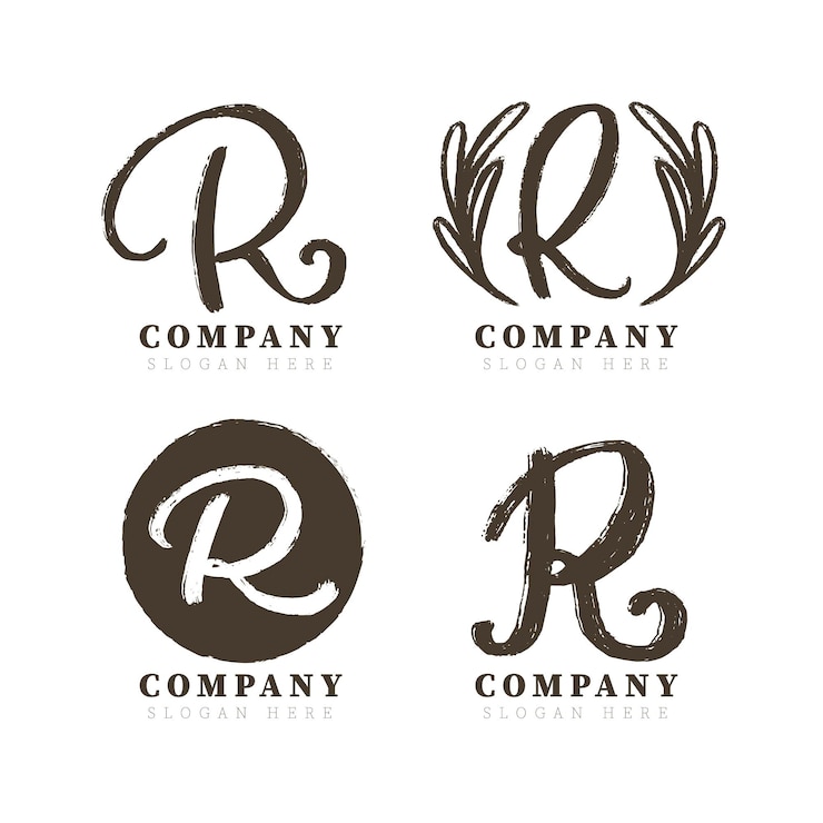 Free Vector hand painted r logo collection