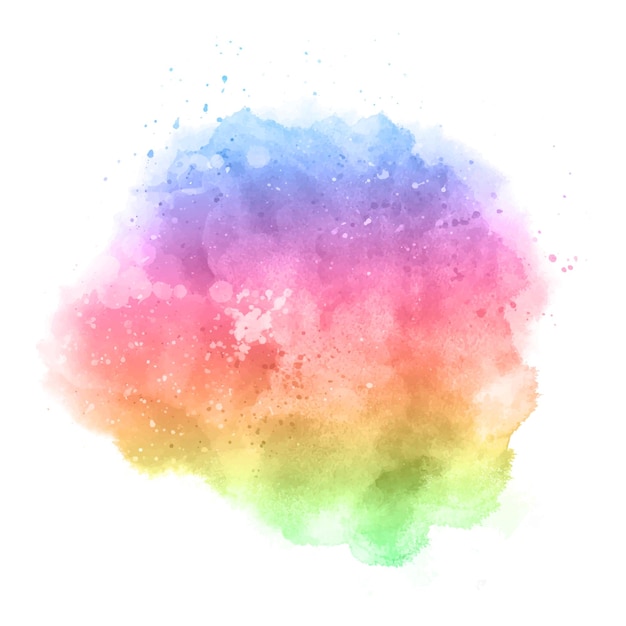 Disegno splatter ad acquerello color arcobaleno dipinto a mano