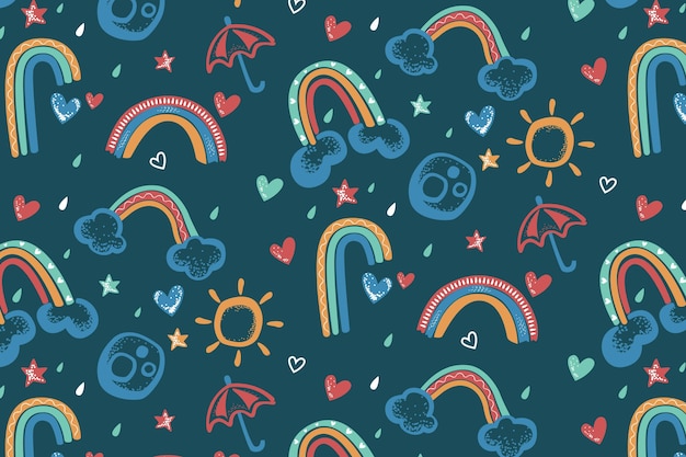 手描きの虹のパターン