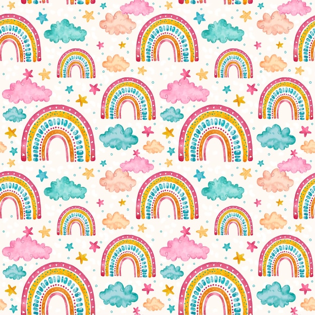 Free vector hand painted rainbow pattern