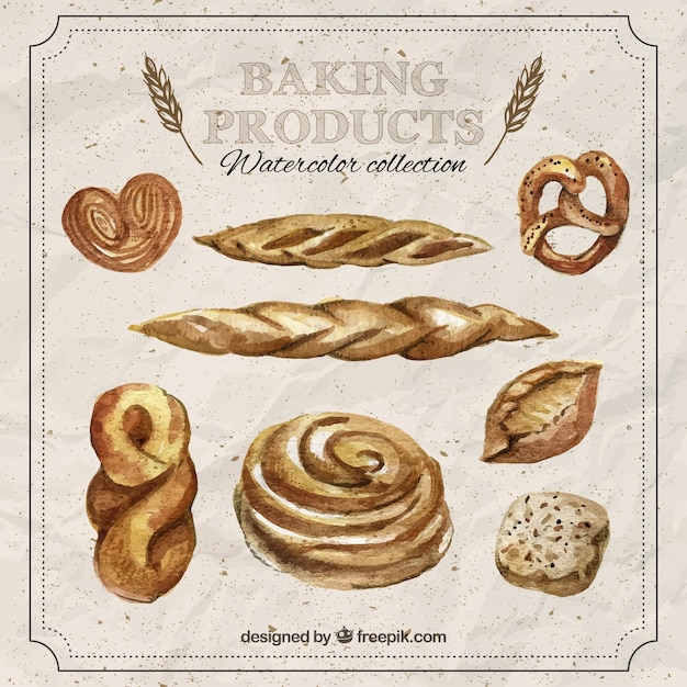 Free vector hand painted realistic bread collection