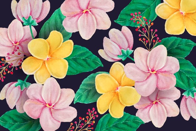 Hand painted realistic floral background