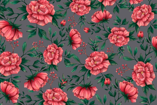 Free vector hand-painted realistic floral background