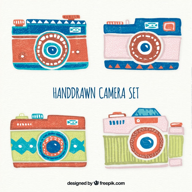 Hand painted retro cameras