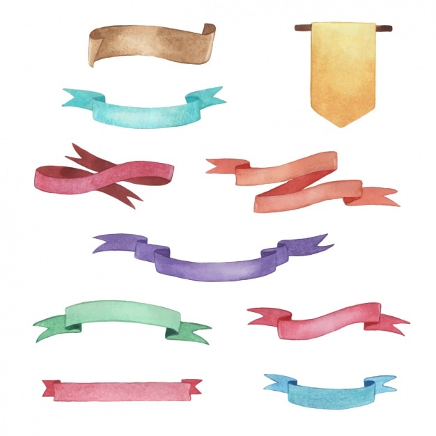 Free vector hand painted ribbons collection