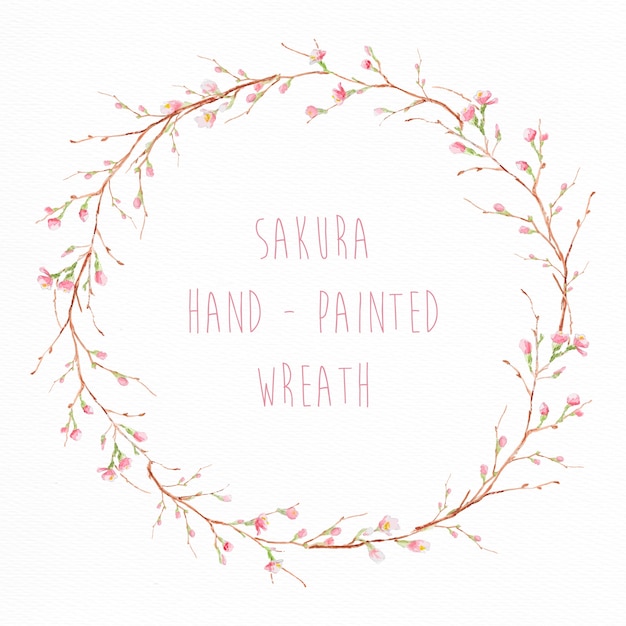 Hand painted sakura wreath