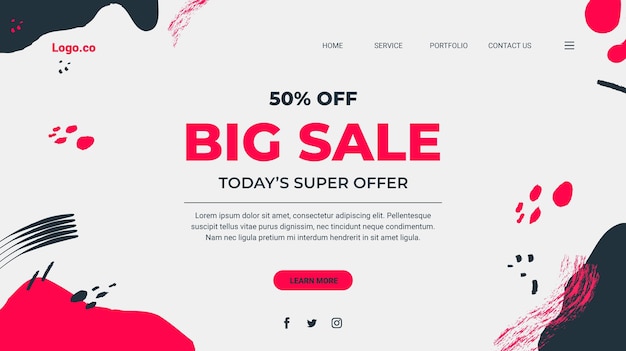 Free vector hand painted sale landing page template