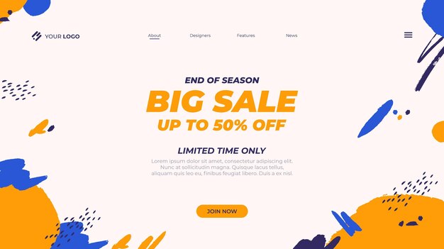 Hand painted sale landing page template