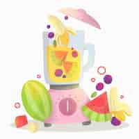 Free vector hand painted smoothie in blender glass