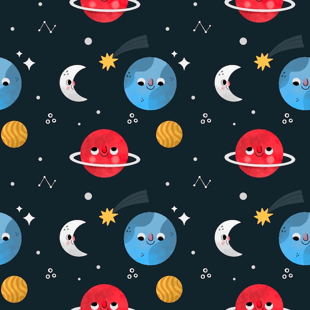 Free vector hand painted space pattern