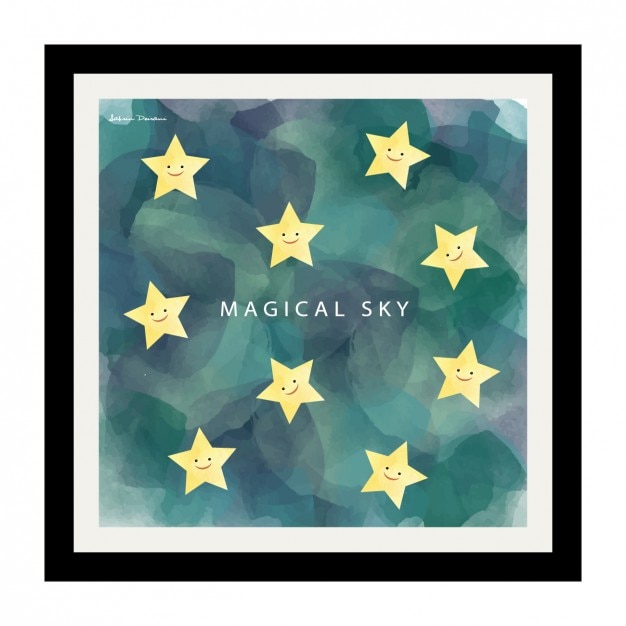 Hand painted starry night design frame