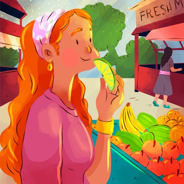 Free vector hand painted street food market illustration