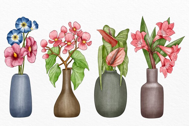 Free vector hand painted style flower set