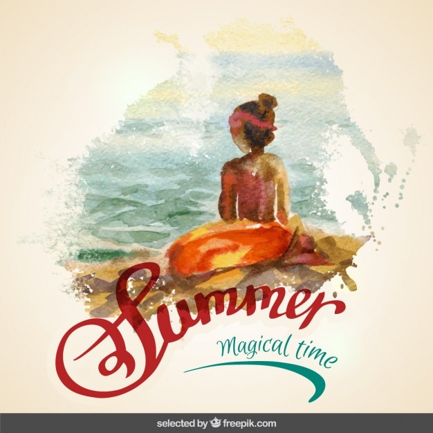 Free vector hand painted summer card