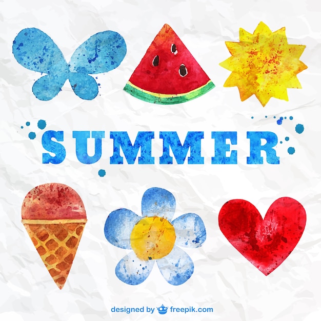 Free vector hand painted summer elements