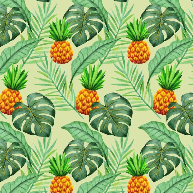 Hand painted summer tropical pattern