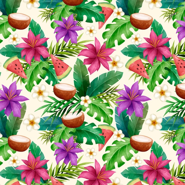 Free vector hand painted summer tropical pattern