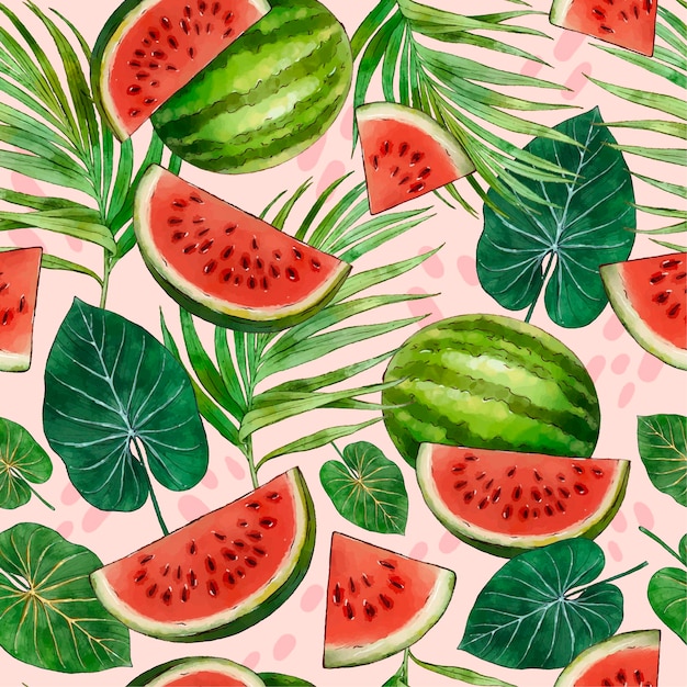 Hand painted summer tropical pattern