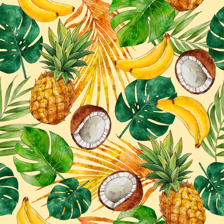 無料Vector 手描きの夏の熱帯パターン