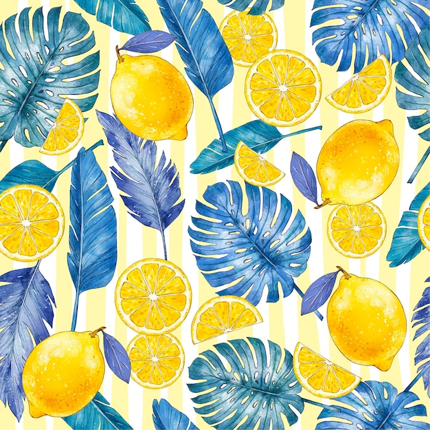 Hand painted summer tropical pattern