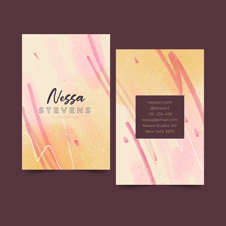 Free Vector hand painted template for business cards