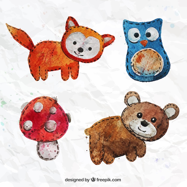 Free vector hand painted textile animals